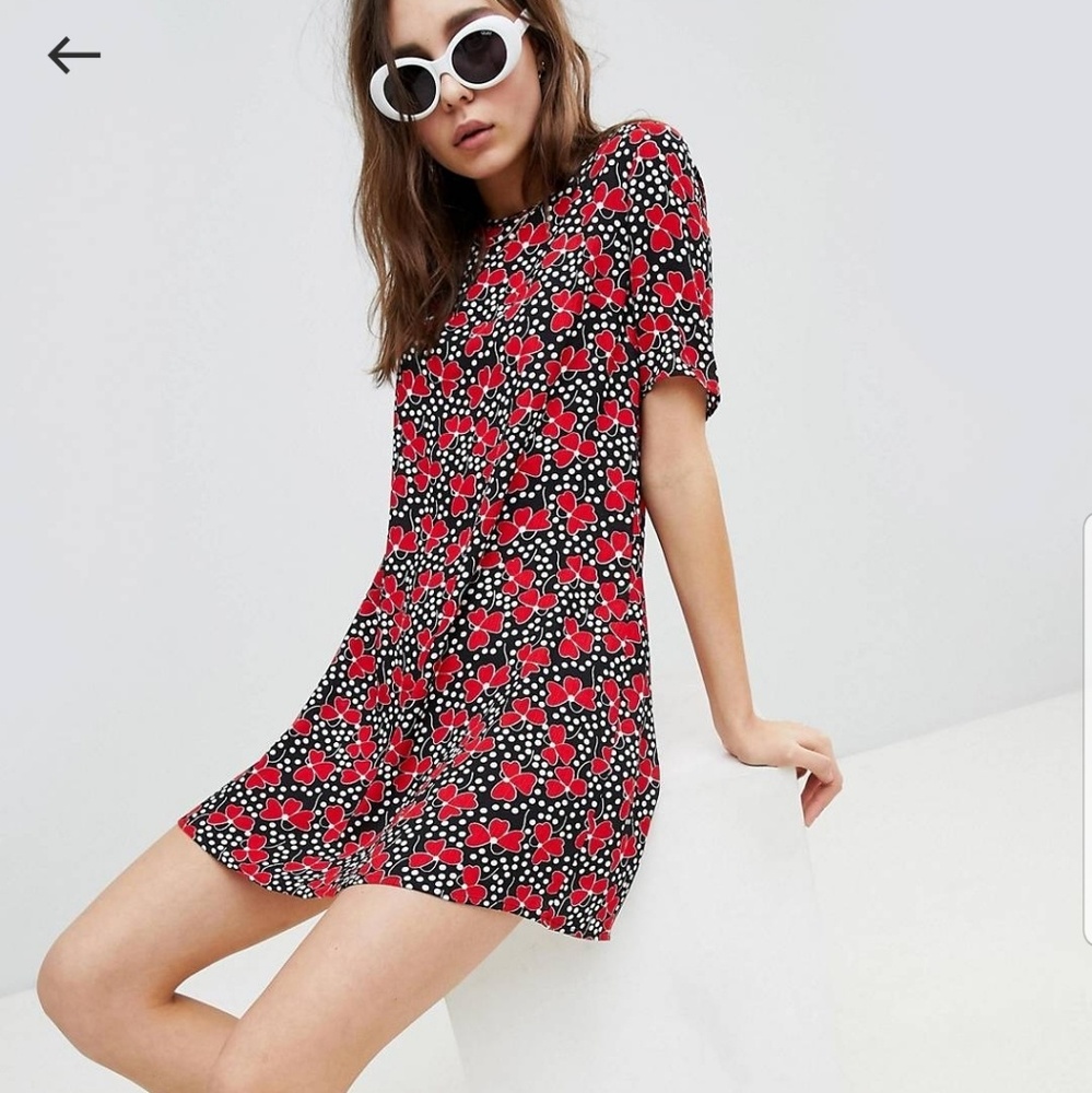 Glamorous shift dress cherry blossom polka dot